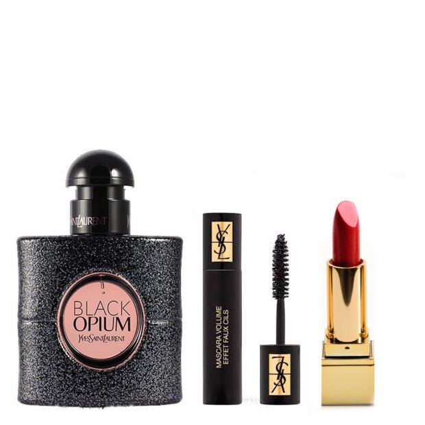 Yves Saint Laurent - Black Opium Set 90 ml EDP + 7,5 ml EDP +  Lipstick + LP N° 206/6 ml