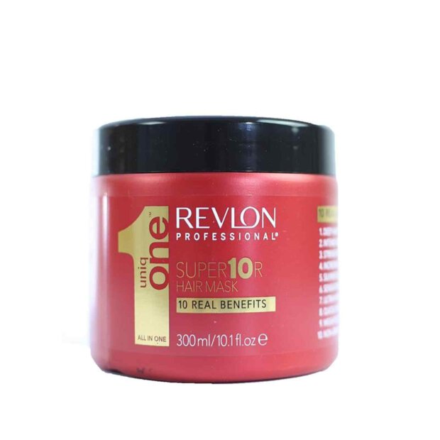 Revlon Uniq One Supermask Haarkur 300ml
Uniq one Super 10 Haarkur ist eine intensive Behandlung, die Feuchtigkeit spendet und das Haar von innen repariert. Darüber hinaus schützt seine exklusive Formel vor den Auswirkungen der Sonne, verhindert Bruch und Spliss, und gibt dem Haar ein atemberaubendes Volumen.