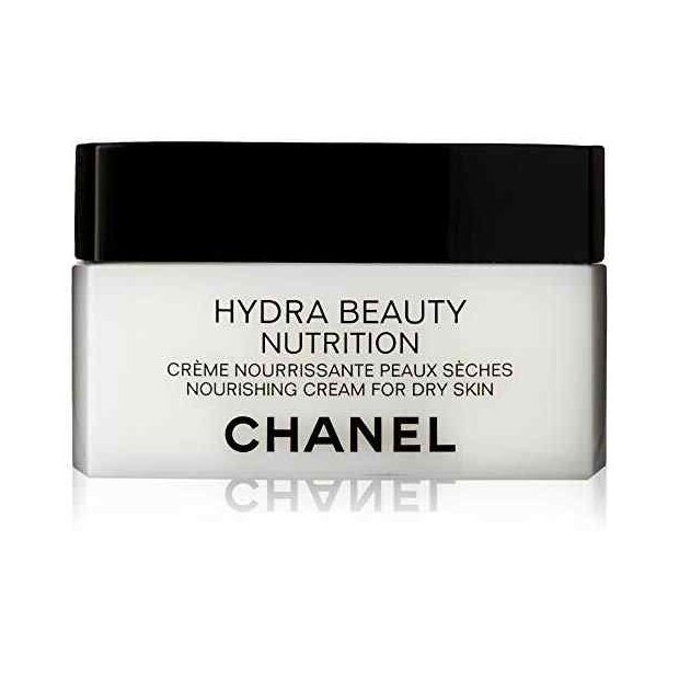 CHANEL - Hydra Beauty Nutrition Cream 50 mlHYDRA BEAUTY NUTRITION crème nourissante peaux sèches by CHANEL. Nourishing, repairing and protective cream that restores the natural appearance of your skin, moisturizes it and fills it with life.HYDRA BEAUTY NUTRITION crème nourissante peaux sèches has been specially developed for the driest or punished skin. It has a texture that melts gently on the skin and leaves a delicious fruity aroma.